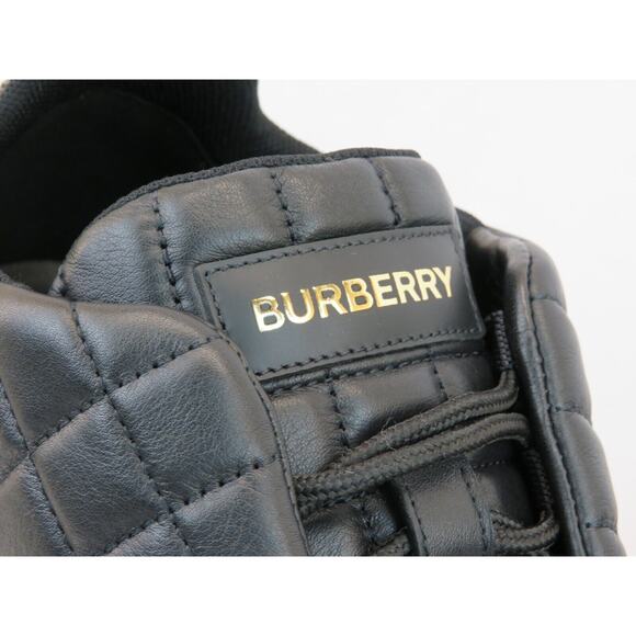 $850 BURBERRY AXBURTON BLACK CHECK QUILTED LEATHER LOGO SNEAKERS 13 US 46 ITALY - Picture 5 of 15
